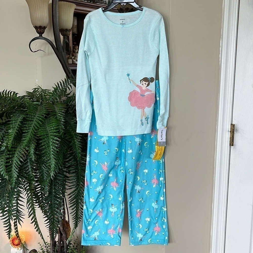 Brand New Carter’s 2-Piece Pajama Set Ballerina Ballet Dance Blue Sleepwear